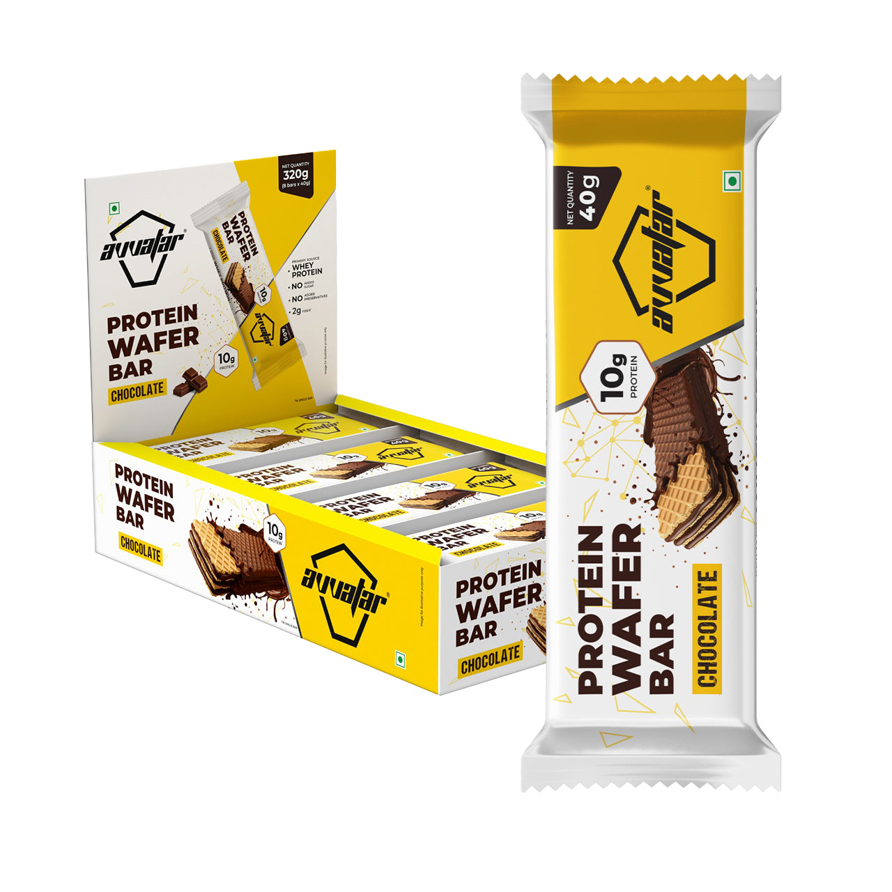 Avvatar Protein Wafer Bar | 320G | Chocolate Flavour | (8X40g) Main image