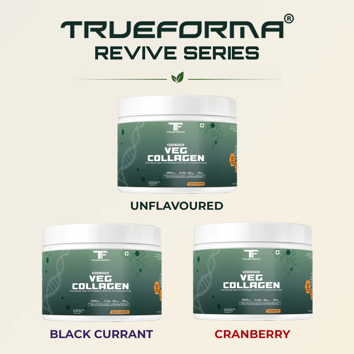 Trueforma® Veg Collagen with Type I & Type III With Vitamin C & Hyaluronic Acid | 30 Servings