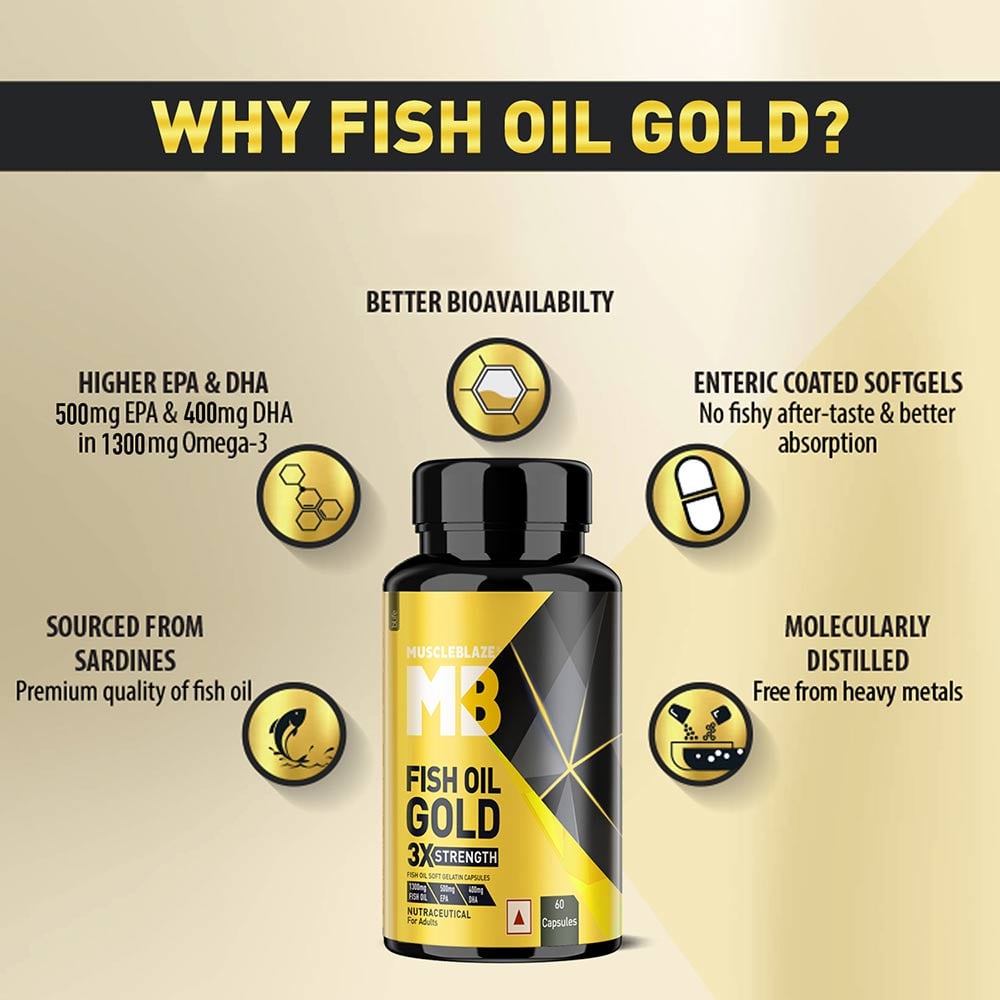 MuscleBlaze Omega 3 Fish Oil Gold 3x Triple Strength (EPA & DHA) Secondary image