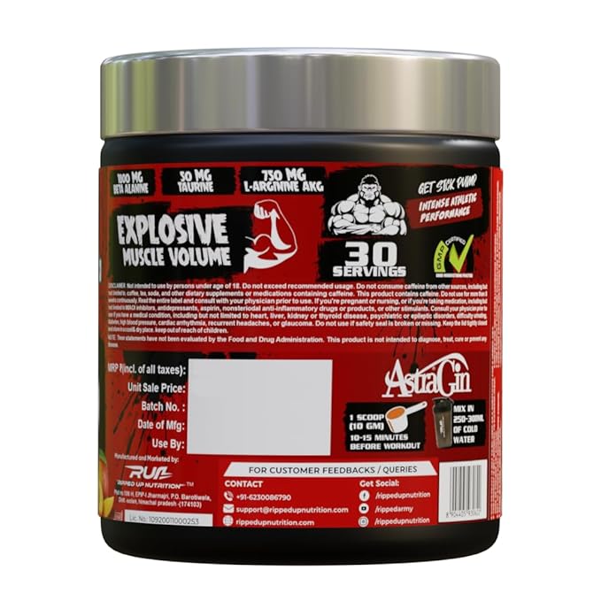 Ripped Up Nutrition Conquer Ultra Maxx- Pre workout 300gm 30Servings