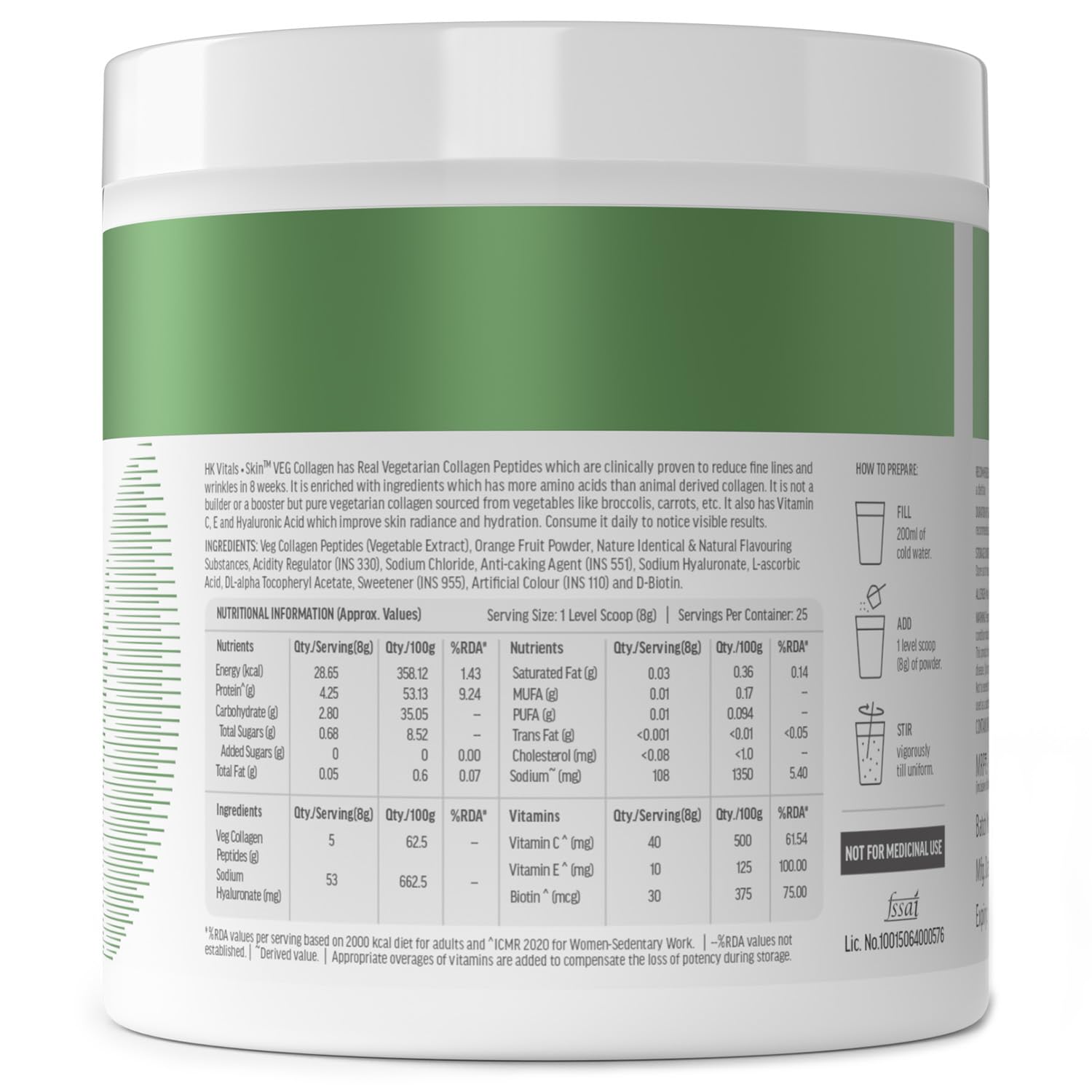 hk vitals skin  Veg Collagen Supplement Powder (Orange, 200g)