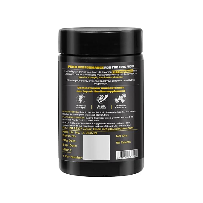 MuscleBlaze T-Surge Black (90 Tablets) | Testosterone Booster for Men