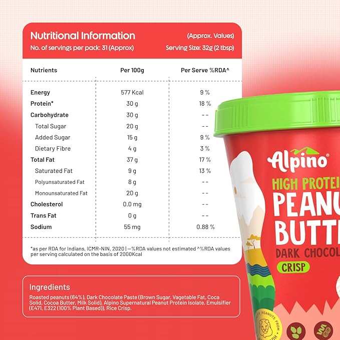 ALPINO 30g High Protein Dark Chocolate Peanut Butter 1kg