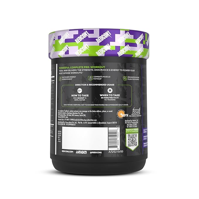 Redcon1 Total War - Pre Workout, 60 Servings (Sour Peach Rings)