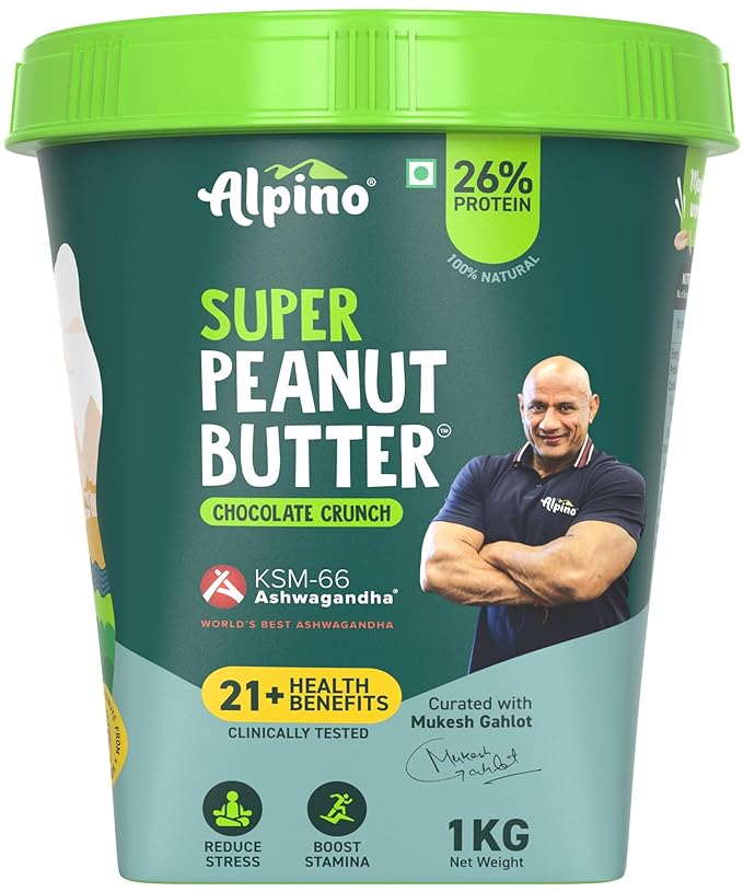 Alpino Super Peanut Butter with KSM-66 Ashwagandha Chocolate Crunch 1kg Main image