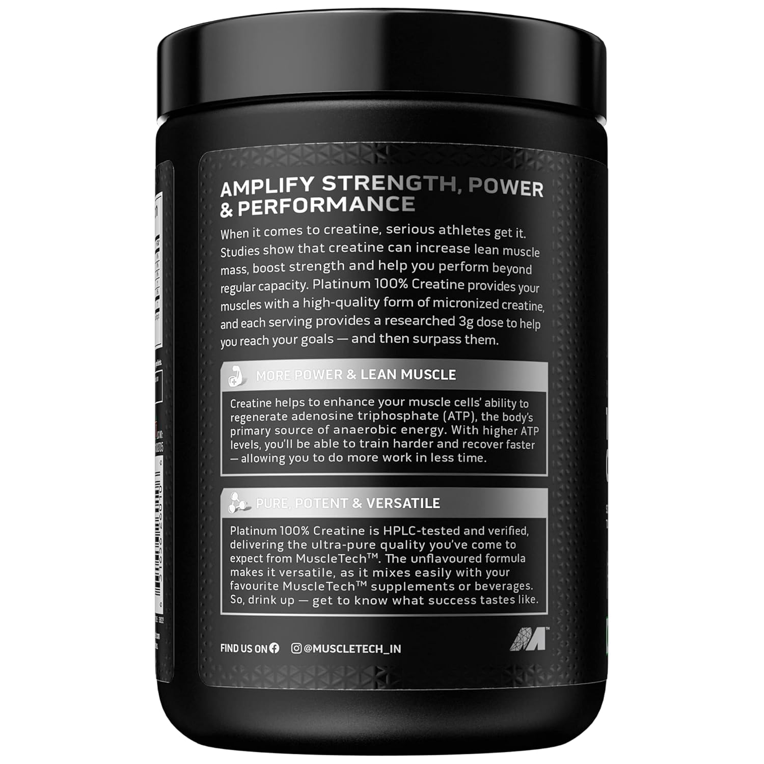 MuscleTech Platinum Creatine Monohydrate Powder | 3 g Creatine Unflavoured | 83 Servings (250 g) Secondary image