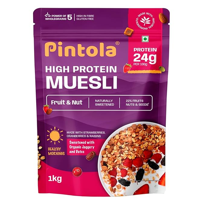 Pintola High Protein Muesli Dark Chocolate & Cranberry 1kg, 24g Protein
