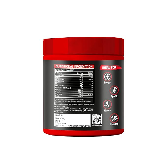 Muscle Doctor RDX Pre-workout Supplement, 300g, 60 Servings