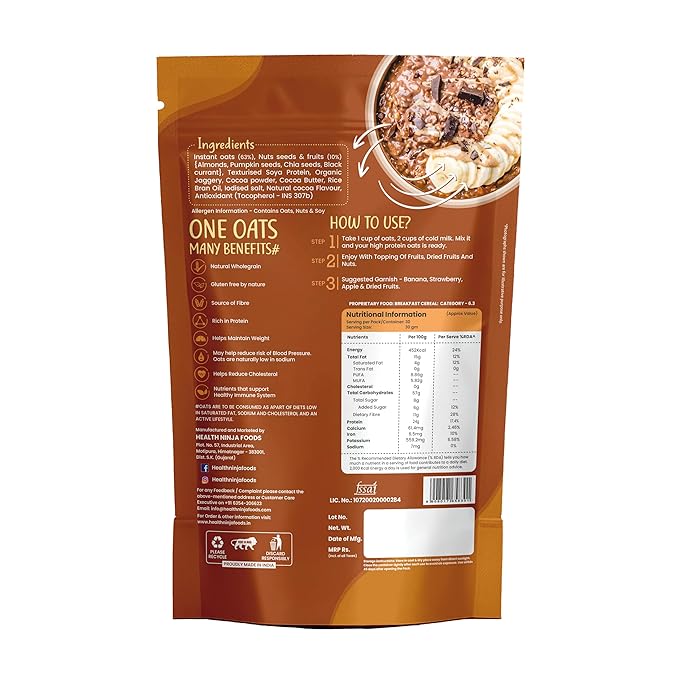 Health Ninja Dark Chocolate Oats 900 gm