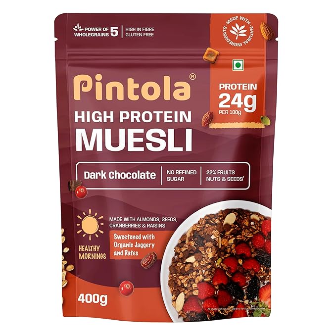 Pintola High Protein Muesli Dark Chocolate & Cranberry 1kg, 24g Protein