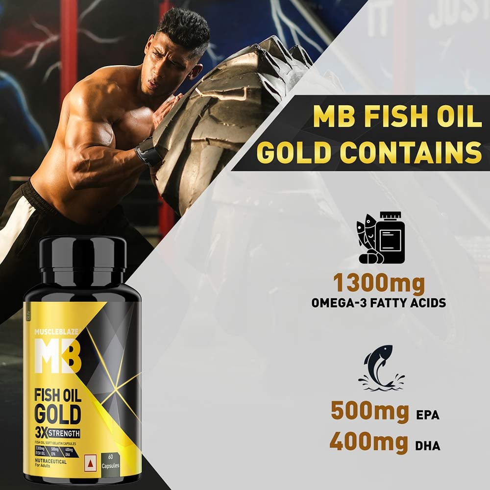 MuscleBlaze Omega 3 Fish Oil Gold 3x Triple Strength (EPA & DHA)