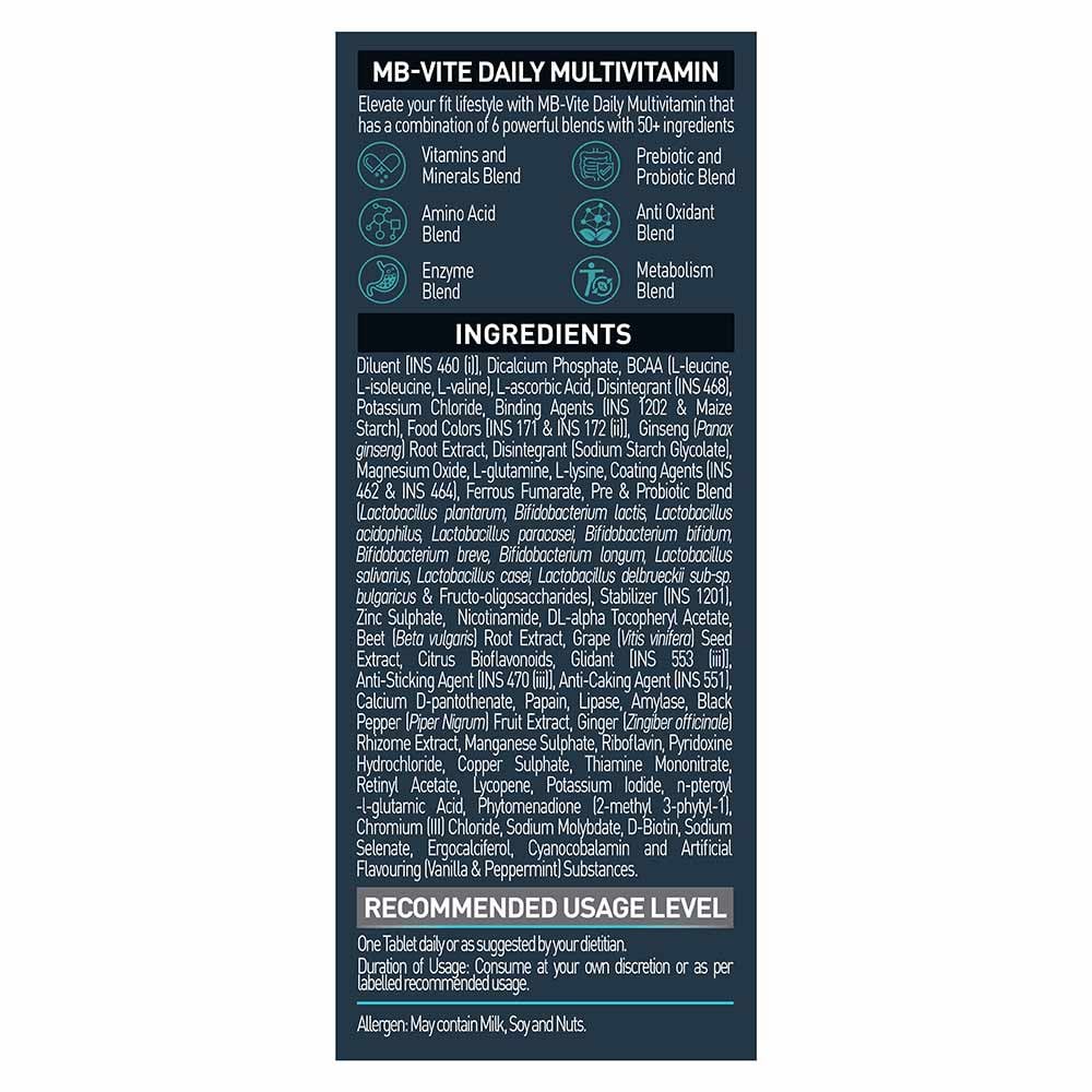 MuscleBlaze MB-VITE Daily Multivitamin, for Enhanced Energy, Stamina & Gut Health