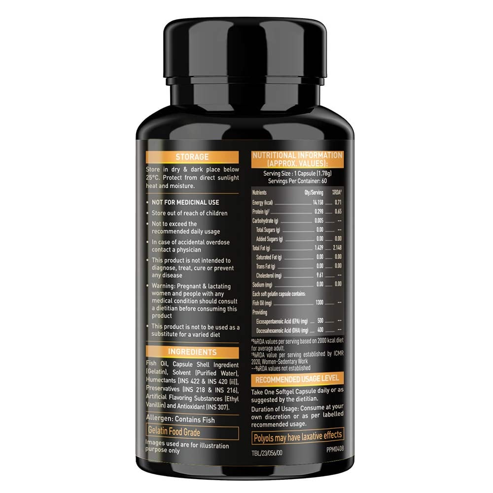 MuscleBlaze Omega 3 Fish Oil Gold 3x Triple Strength (EPA & DHA)