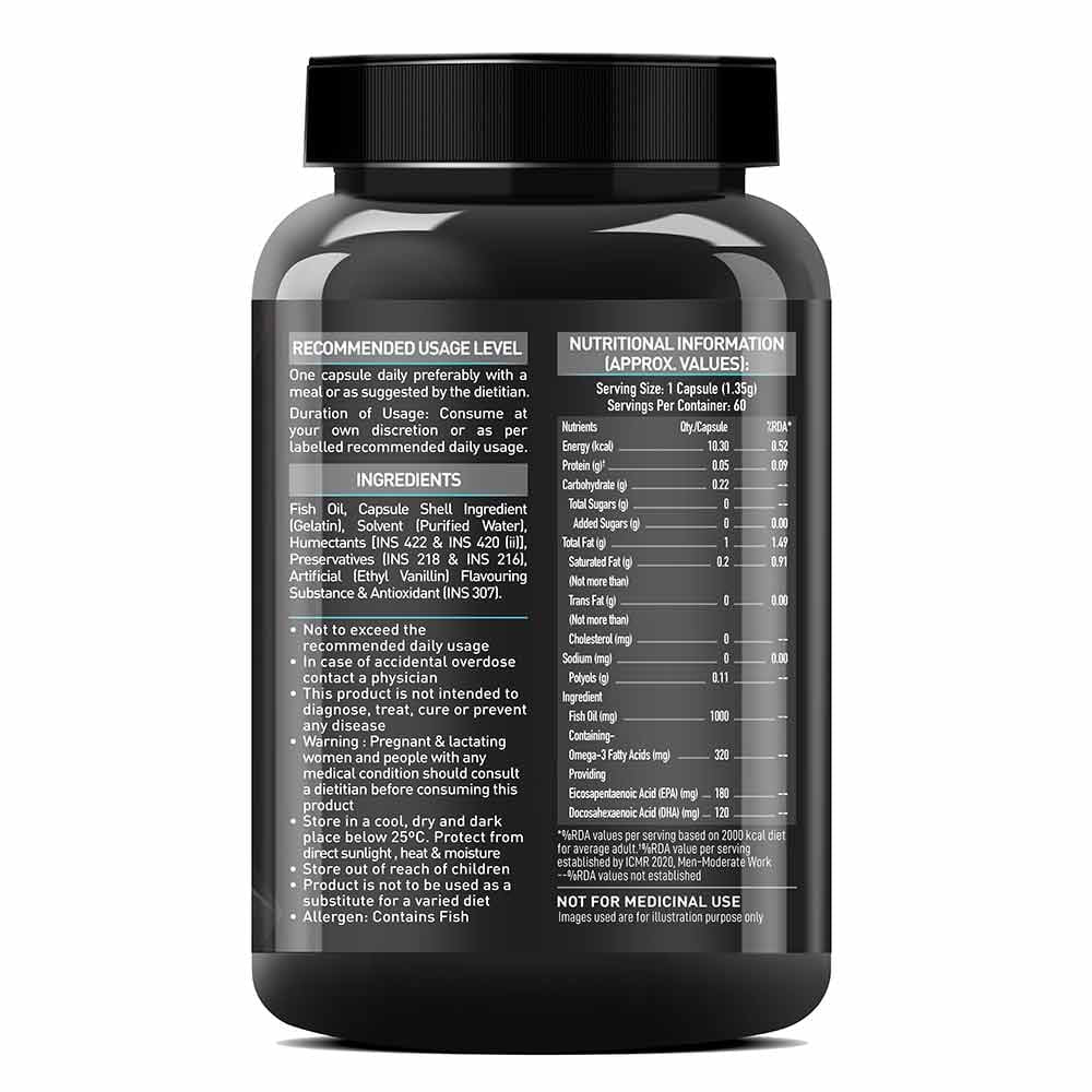 MuscleBlaze Omega 3 Fish Oil (1000 mg) with 180mg EPA and 120mg DHA