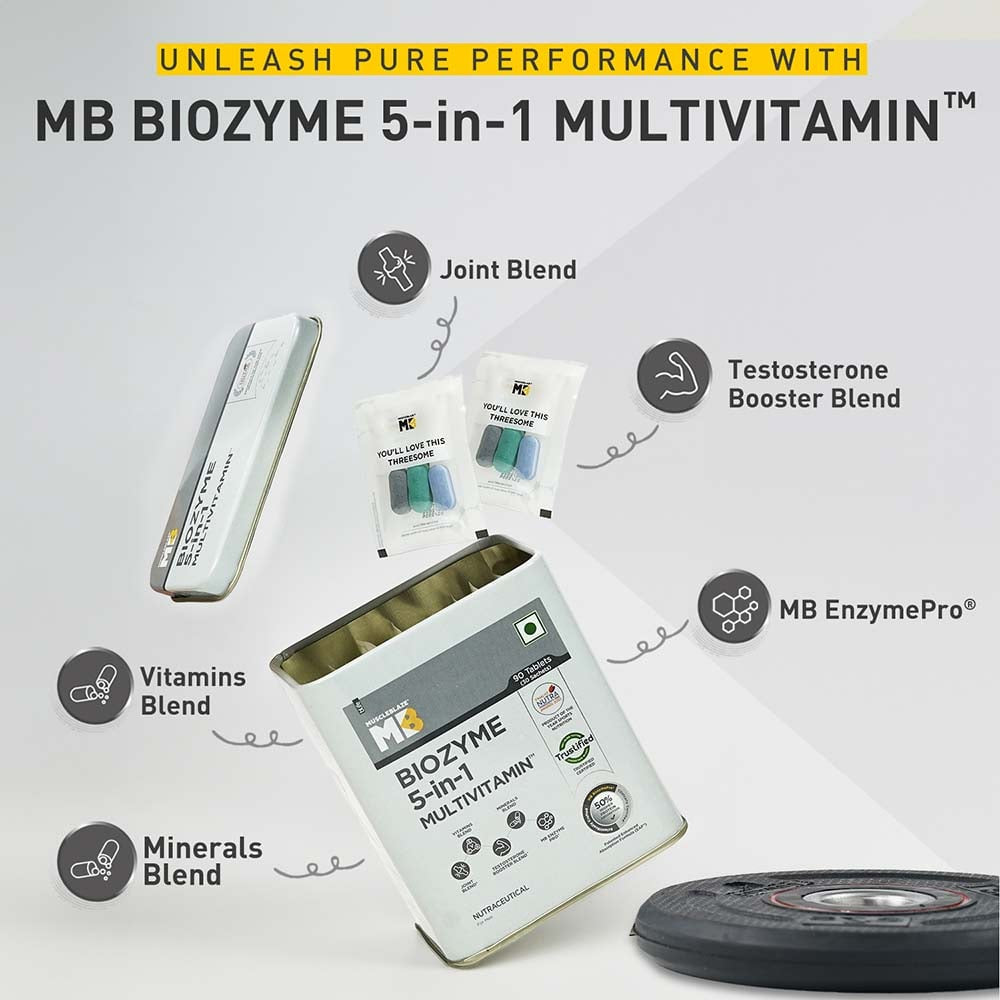 MuscleBlaze Biozyme 5 in 1 Multivitamin
90 tablet(s) • Unflavoured Secondary image