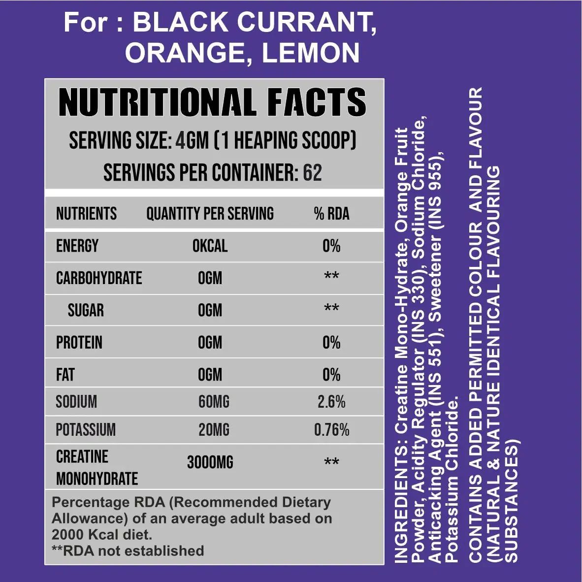 RIPPED UP NUTRITION CREATINE Monohydrate- Micronized