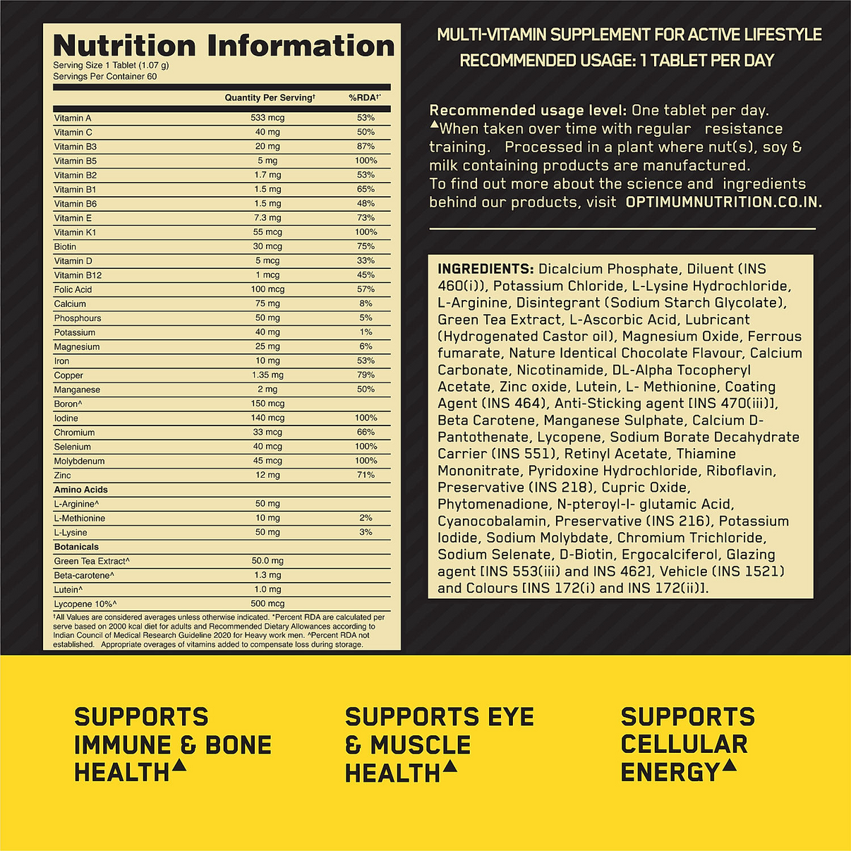 ON (Optimum Nutrition) Multivitamin for Men, 60 tablet(s)