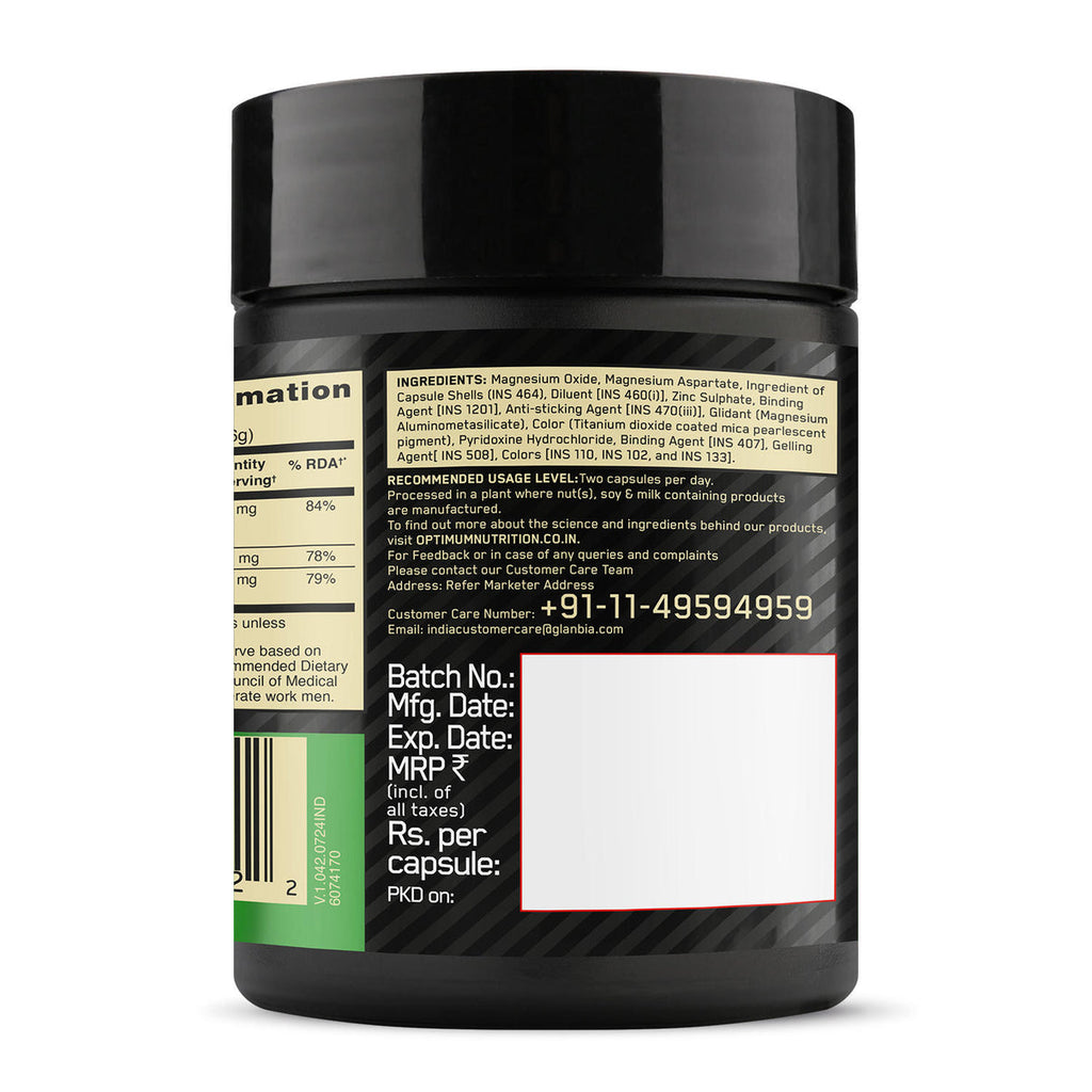 ON (Optimum Nutrition) Zinc Magnesium Aspartate (ZMA), 60 capsules