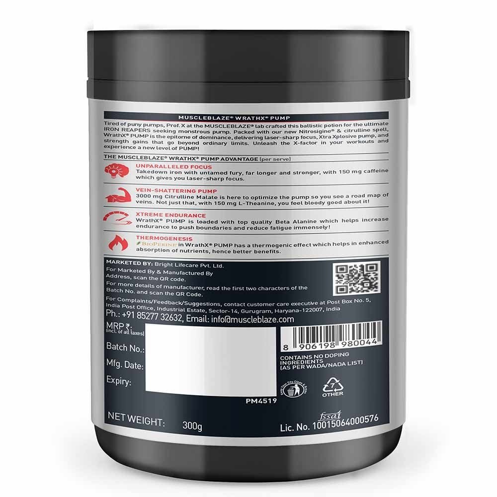 MuscleBlaze WrathX Pump orange 30 serving