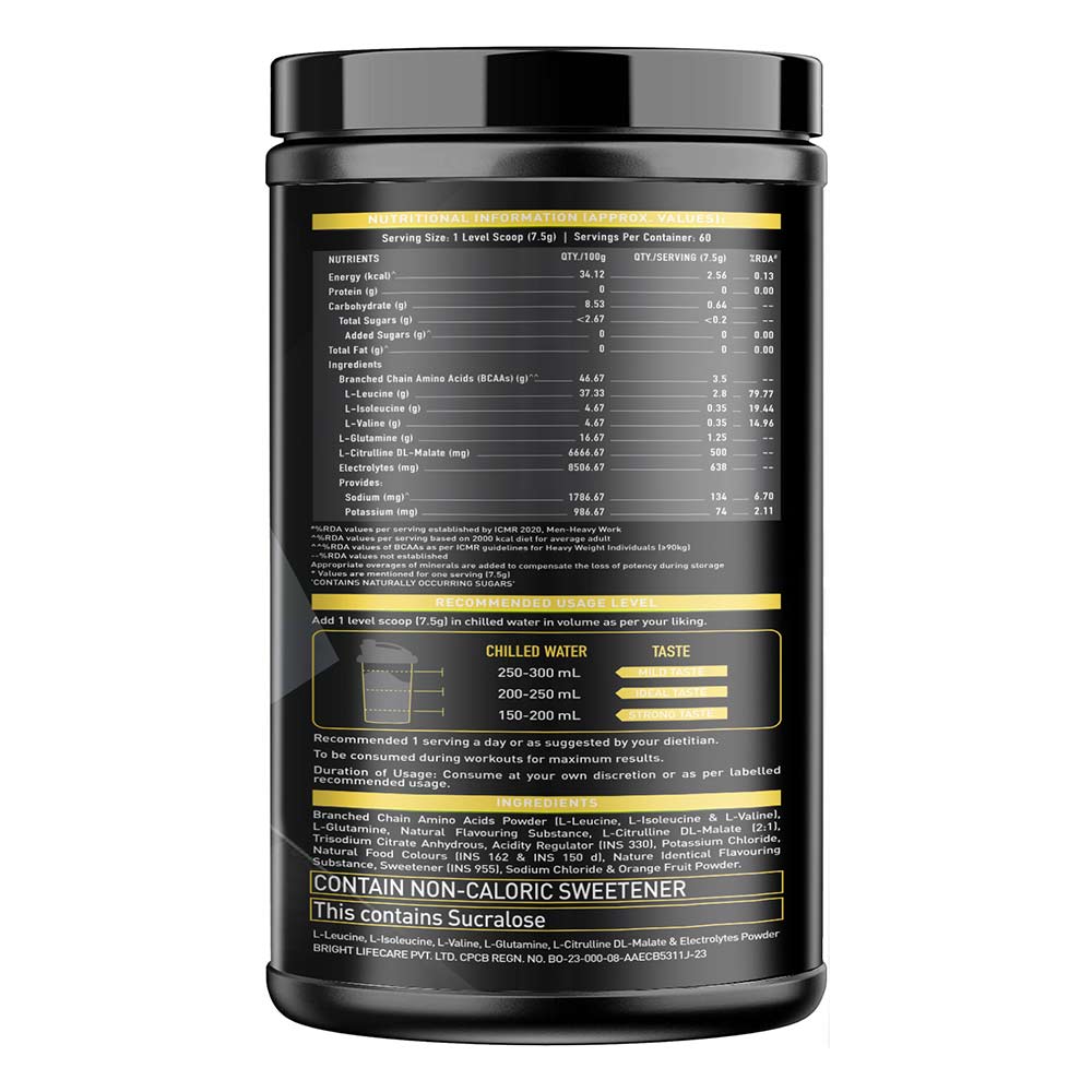 MuscleBlaze BCAA Gold 8:1:1, 450 g (0.99 lb), 60 Serving