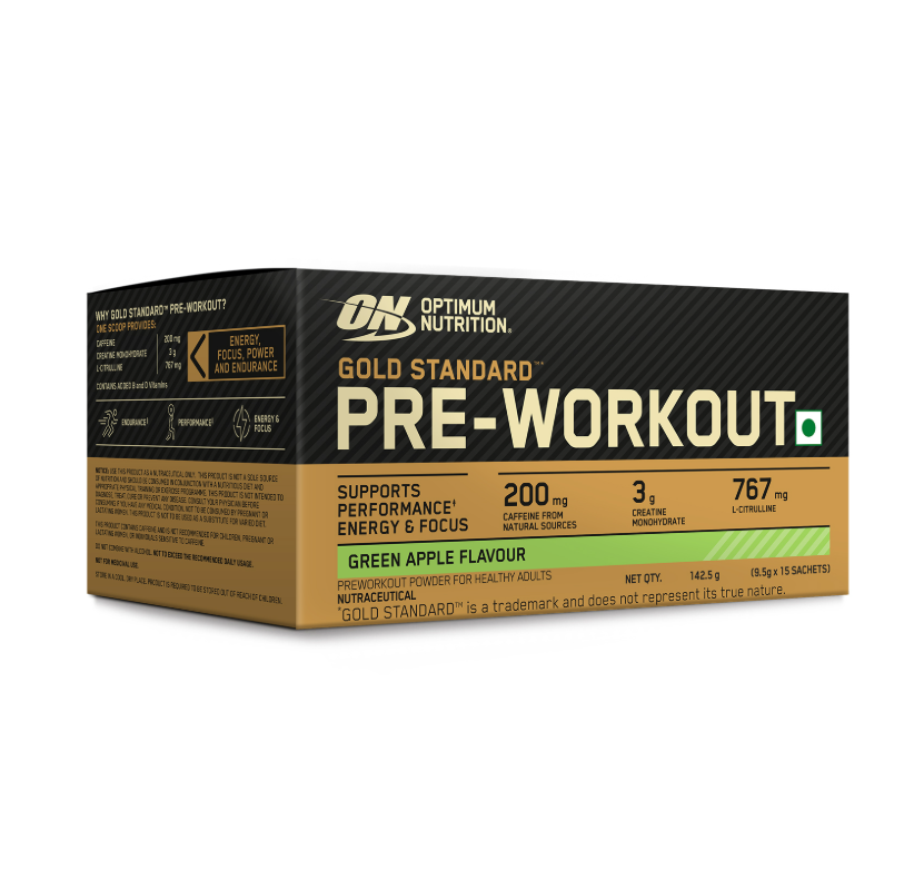Optimum Nutrition (ON) Gold Standard Pre-Workout- 142.5g/15 single serve packs (Fruit Punch Flavor), For Energy, Focus, Power, Endurance & Performance