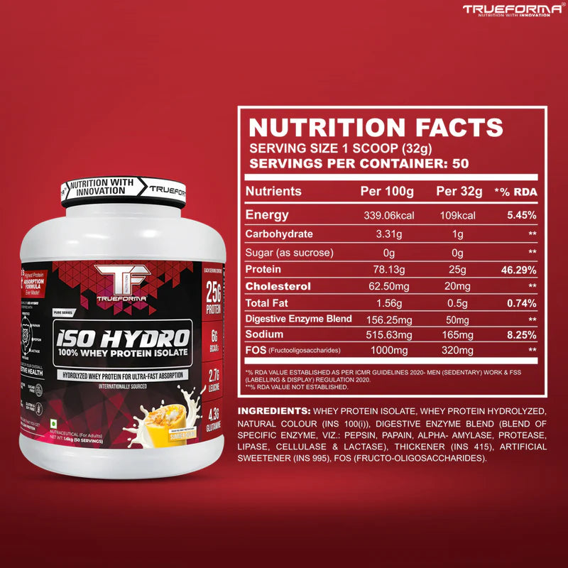 Trueforma ISO Hydro Whey Isolate & Hydrolysate Protein Blend 50 Scoops