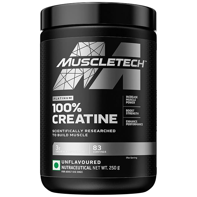 MuscleTech Platinum Creatine Monohydrate Powder | 3 g Creatine Unflavoured | 83 Servings (250 g)