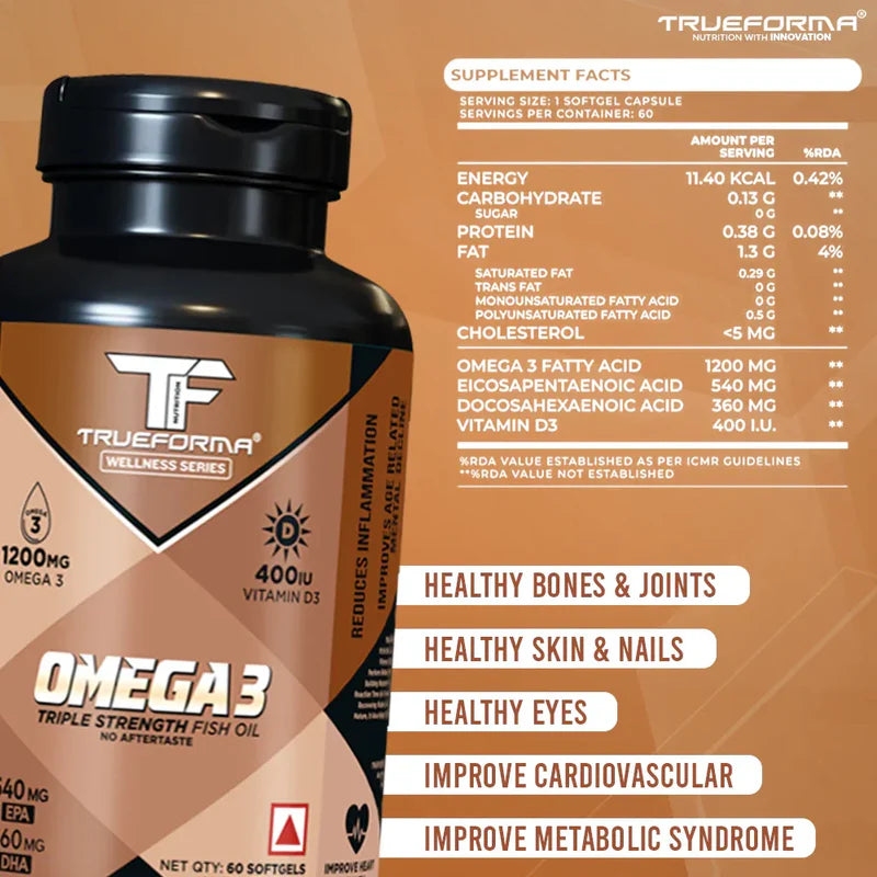 Trueforma Omega-3 with Vitamin D3 – Daily Softgels 60 Soft Gel Capsules