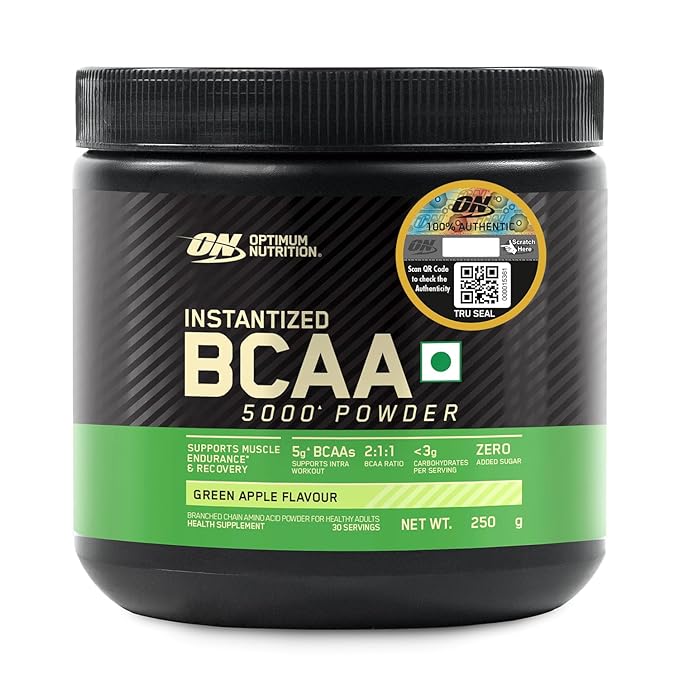 Optimum Nutrition BCAA, 5g BCAAs in 2:1:1 Ratio, 30 serving,(250gm, Green Apple)