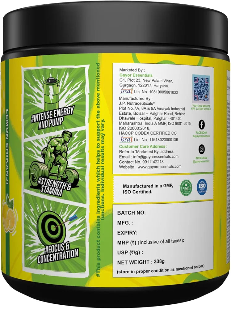 Gayor Essential | Pump Gayor Black 2.0 (Without Caffeine, Optimally Dosed with HydroPrime®)