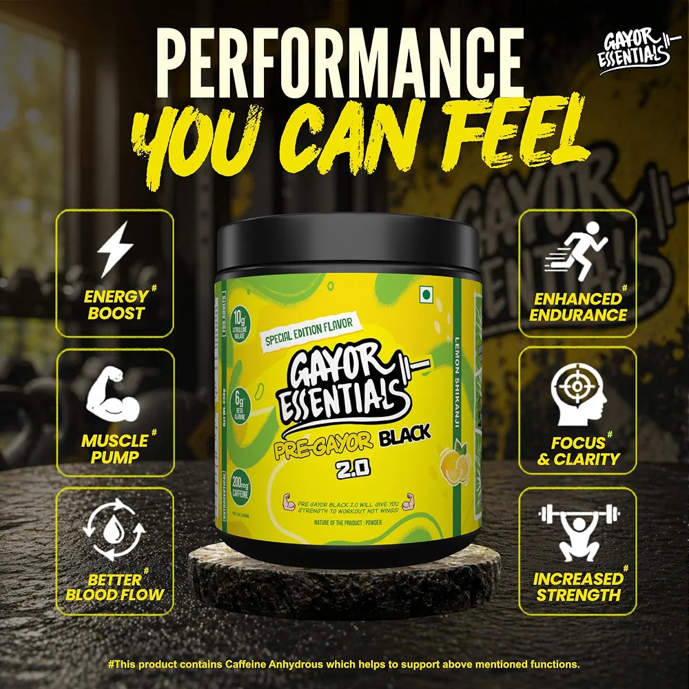 Gayor Essential | Pump Gayor Black 2.0 (Without Caffeine, Optimally Dosed with HydroPrime®)