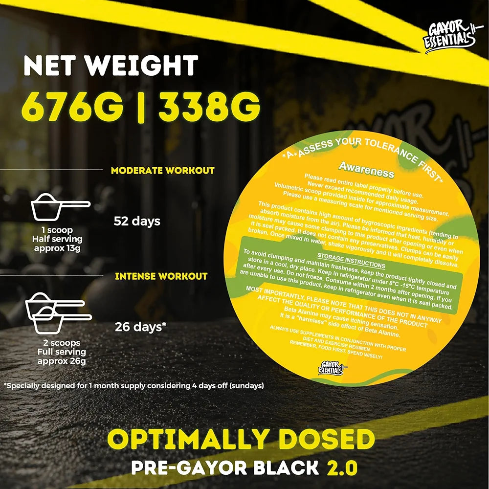 Gayor Essential | Pump Gayor Black 2.0 (Without Caffeine, Optimally Dosed with HydroPrime®)