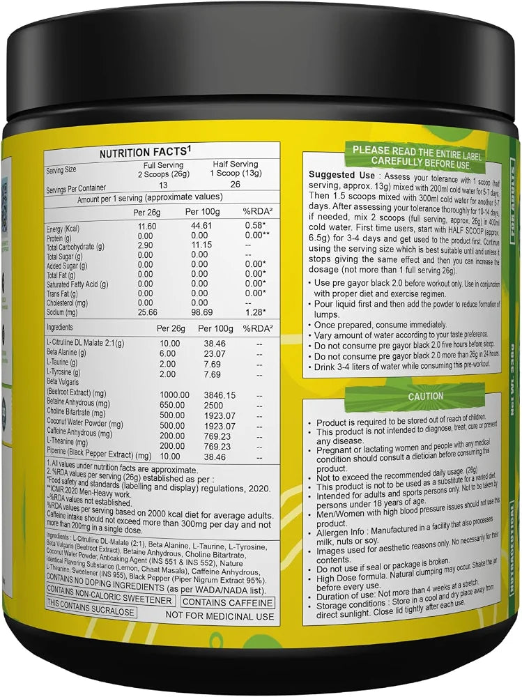 Gayor Essential | Pump Gayor Black 2.0 (Without Caffeine, Optimally Dosed with HydroPrime®)