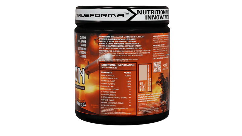 Trueforma Weapon: Pre-Workout Formula for Energy & Focus 30 Scoops